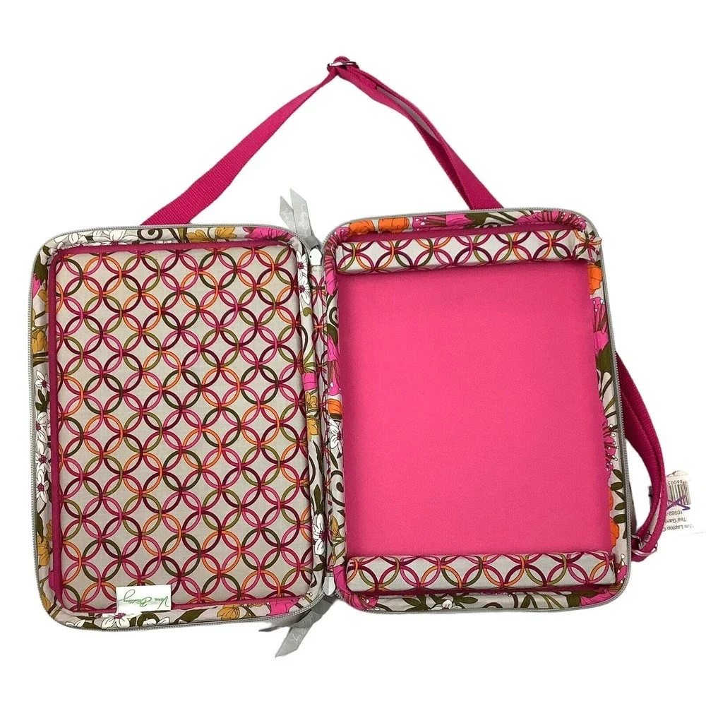 Vera Bradley Tea Garden Pink Floral Hard Shell Mini Laptop ipad Case Bag Quilted